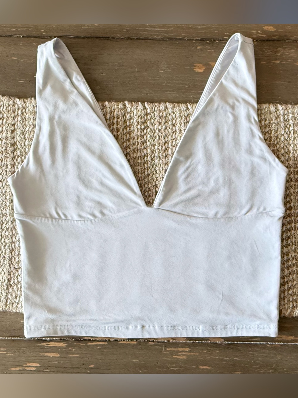 REORIA White Deep V Neck Crop Top Tank Size XL